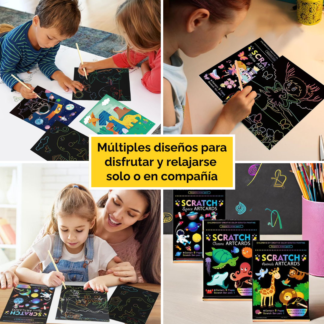 Láminas de Dibujo Infantil para Rascar y Descubrir