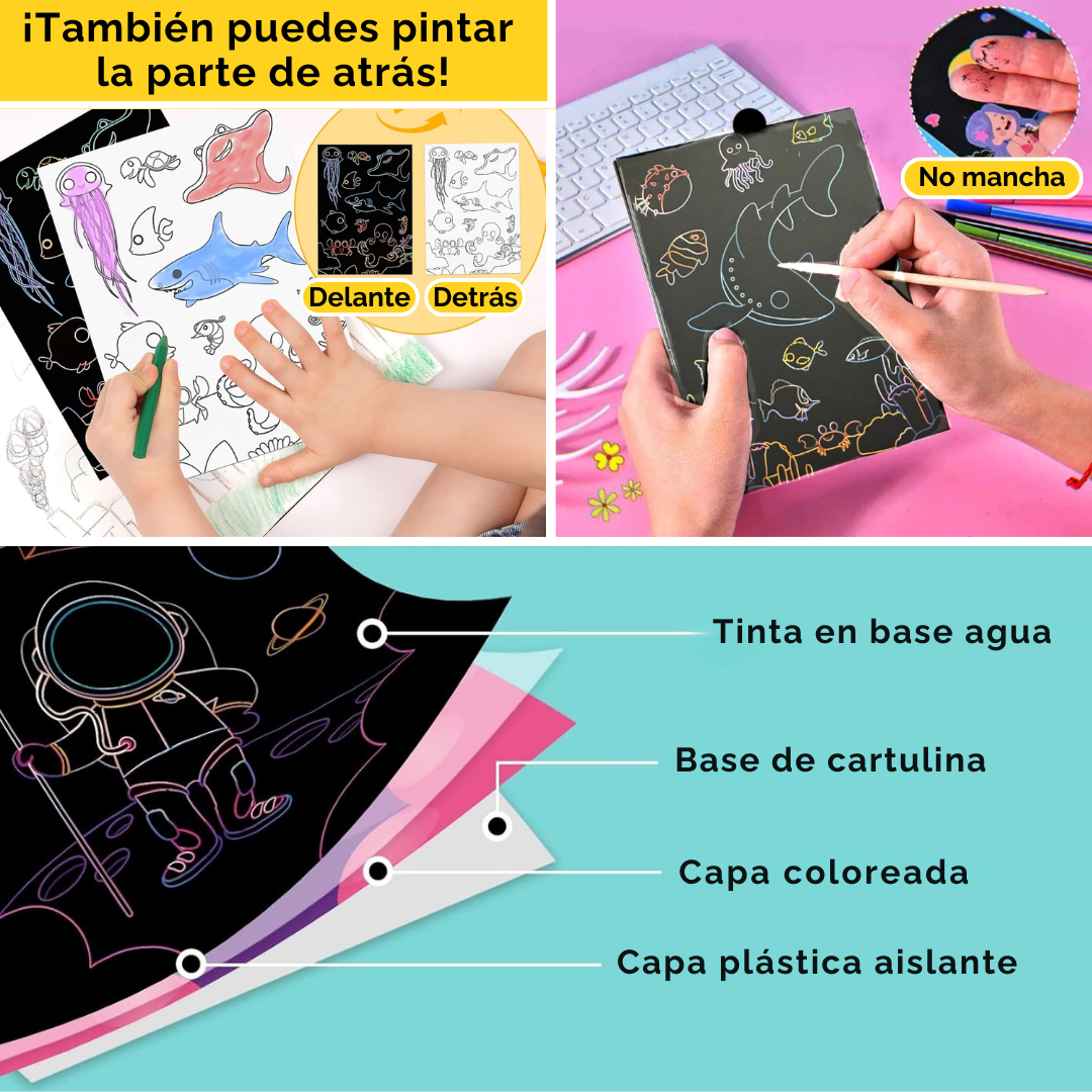 Láminas de Dibujo Infantil para Rascar y Descubrir