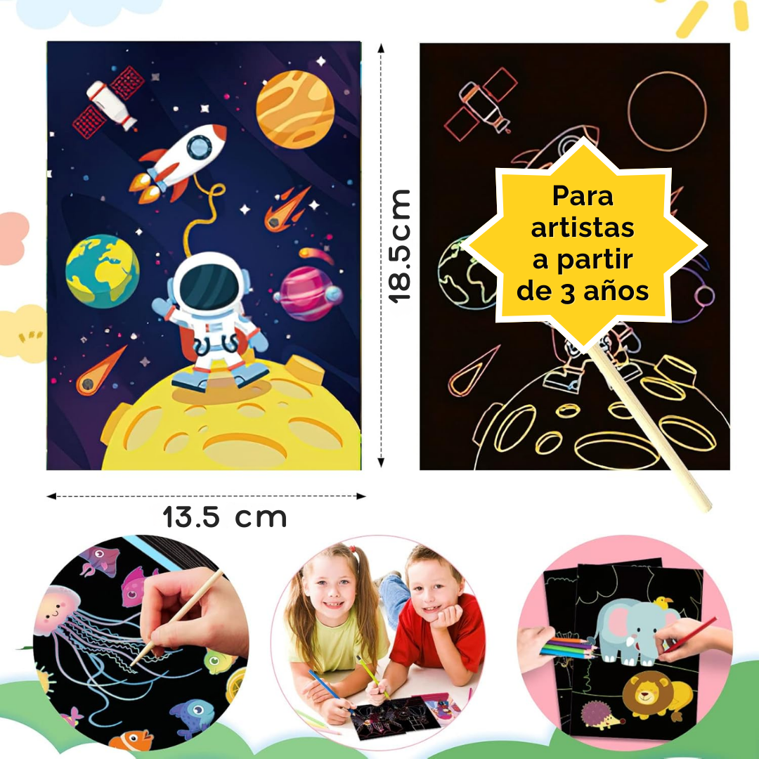 Láminas de Dibujo Infantil para Rascar y Descubrir